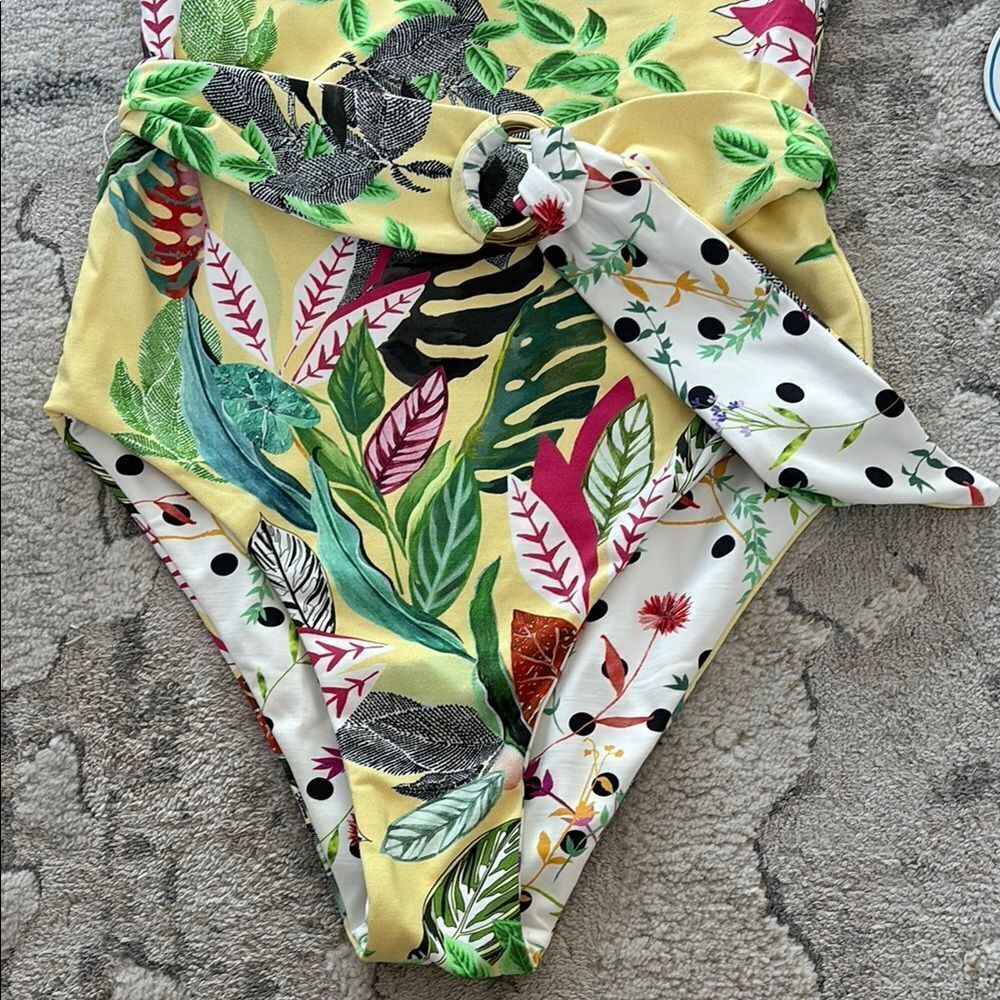 Reversible Vibrant Yellow and Green Tropical One-Piece Swimsuit - Picture 8 of 14
